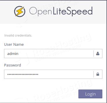 OpenLiteSpeed login