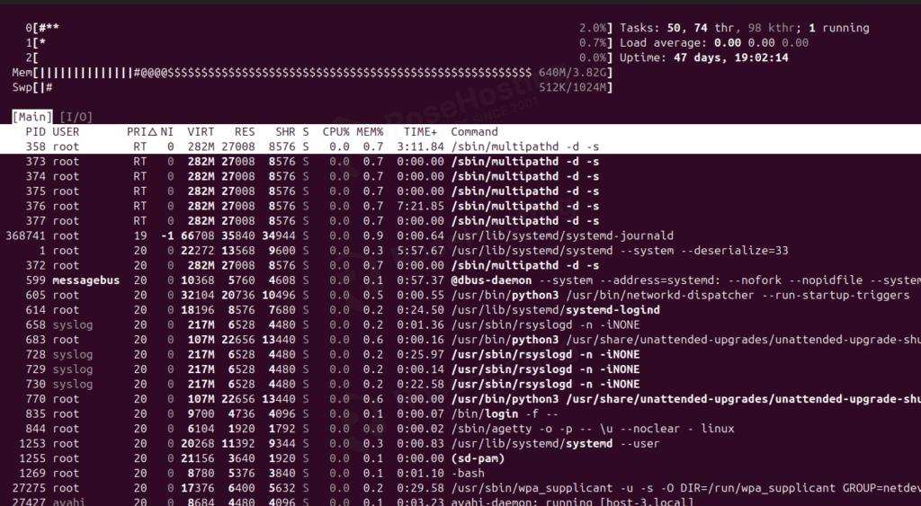 Turn off the colors in htop output